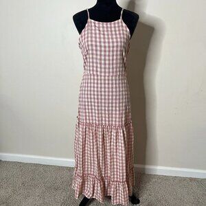 Nanette Lepore Womens Pink Gingham Checkered Sleeveless Ruffled Mini Dress Sz 10